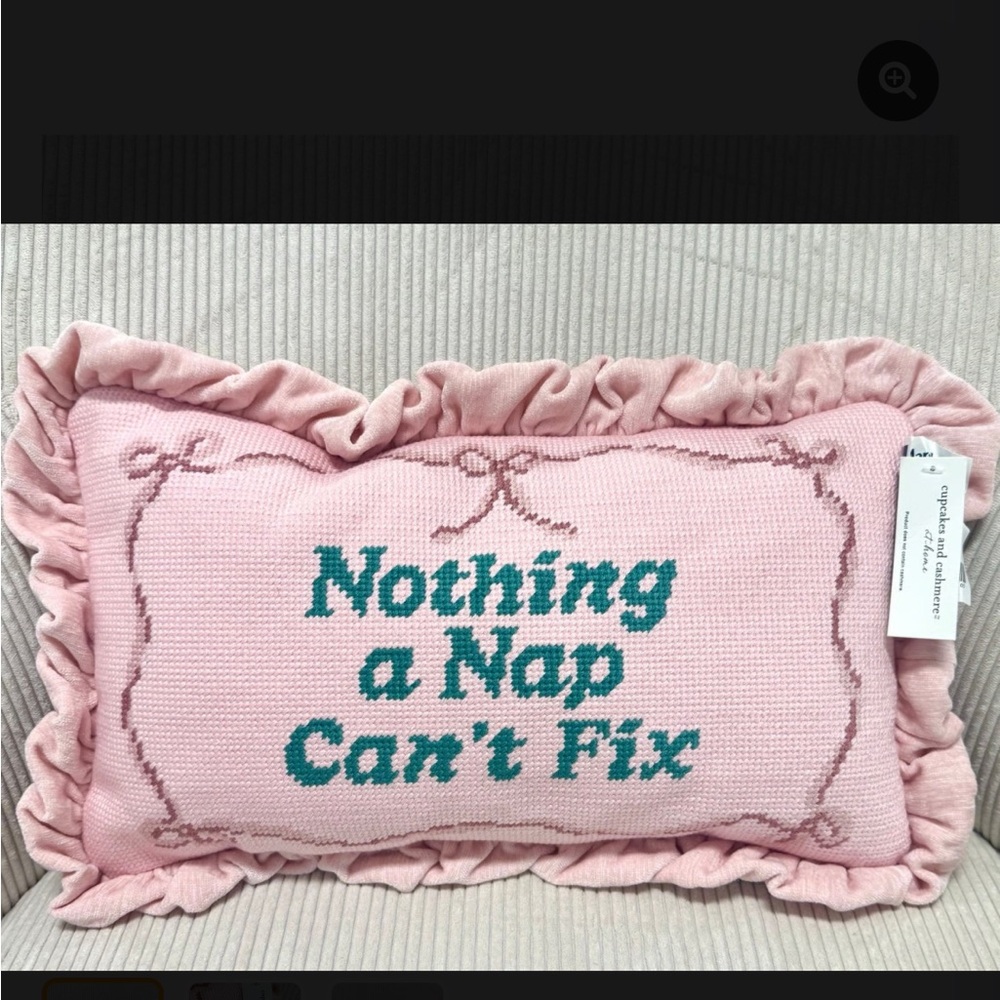 Cupcakes & Cashmere Nothing a Nap Can’t Fix viral ruffled pillow